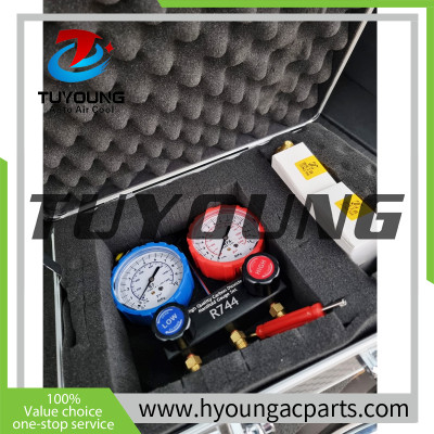 high quality Carbon Dioxide manifold gauge set R744 , automotive air system repair tools box