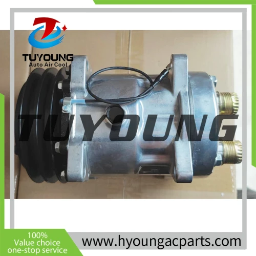 Vehicle Ac compressor sanden 7h15 709 SD 7h15 12v 2PK horizontal port back cover
