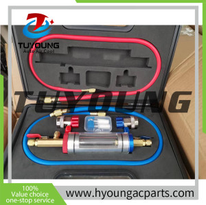 TUYOUNG automobile air conditioner freezing liquid filling device, with oil ejector, quick coupling, fitting hose