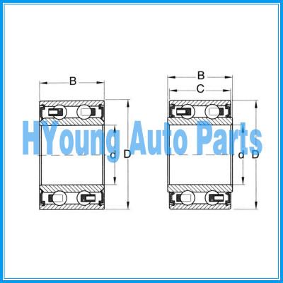 TUYOUNG China good quality double-row angular contact ball bearings for electromagnetic clutch of car air-conditioner, HY-ZC13