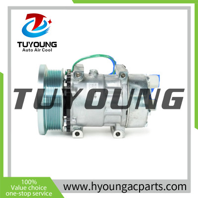 TUYOUNG China factory direct sale auto air conditioning compressor SD7H15 12V for Claas Lexion, AGCO Challenger 65E, 75E, 85E,  95E , 2488A298 0019969020, HY-AC2447