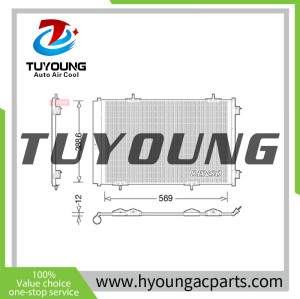 TUYOUNG China supply auto air conditioning Condenser Parallel Flow for Peugeot 301 2012-,  DCN21030, HY-CN477