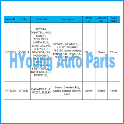 bearing denso 10PA15c 10pa17c 10pa20c 7sb16c ac compressors size 30*52*22mm auto ac compressor clutch bearing 23-30114