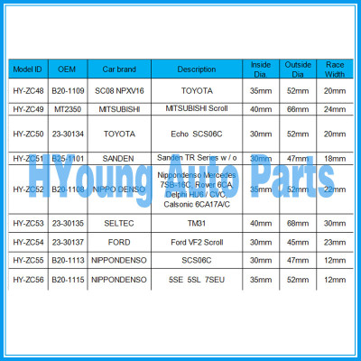 bearing for TOYOTA ac compressors size 35*52*20 mm auto ac compressor clutch bearing B20-1109 HY-ZC48