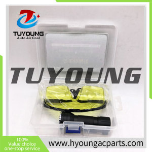 battery powered UV led lamps, including glasses & led & lubricator, fit for vehicle a/c system repair