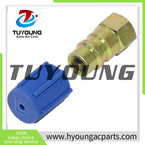 China manufacture best quality automotive air conditioner adapter for LOW SIDE； 7/16-20； BLUE CAP，  length 13MM