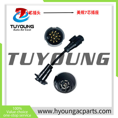 TuYoung new brand Trailer RV conversion plug and socket  European standard 13-pin plug matches US standard 7-pin socket Accessory power conversion cable