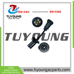 Trailer RV conversion plug and socket US standard 7-pin plug matches European standard 7-pin socket Accessory power conversion cable