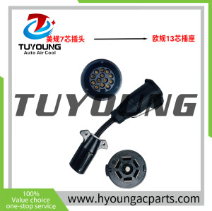 Trailer RV conversion plug and socket US standard 7-pin plug matches European standard 13-pin socket