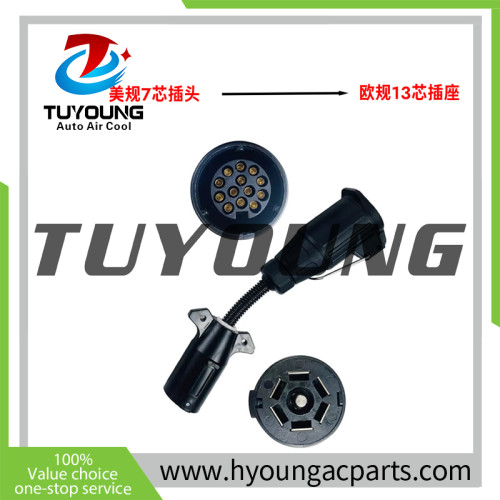 Trailer RV conversion plug and socket US standard 7-pin plug matches European standard 13-pin socket