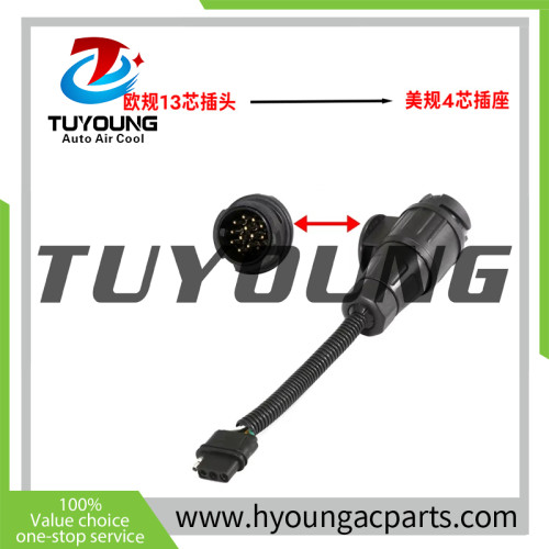 Trailer RV conversion plug and socket European standard 13-pin plug matches US standard 4-pin socket Accessory power conversion cable