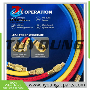 Air Conditioner tools Refrigerant-charged AC diagnostic manifold 3-way HVAC meter kit for R22, R134a, R410a and R32 AC systems
