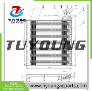 aftermarket RHD 8850102180 8850147040 8850147041 Toyota Prius Corolla Auto Air Conditioning Evaporators 260*255*42mm EV 939807PFXC