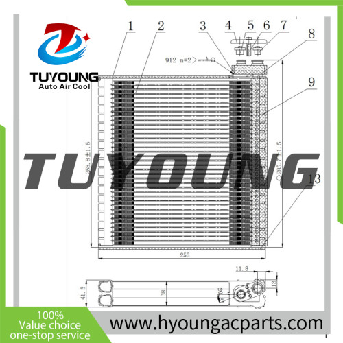 aftermarket RHD 8850102180 8850147040 8850147041 Toyota Prius Corolla Auto Air Conditioning Evaporators 260*255*42mm EV 939807PFXC