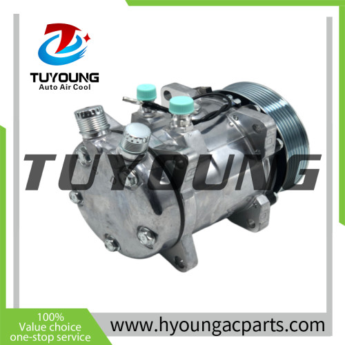 Auto AC Compressor Sanden 5h11 507  7pk 12v With air nozzle; oil inlet is vertical, bell flare