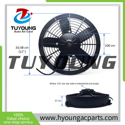 universal bus fan motors 12V 250w 2630 m³/h Suction , Motor shaft mounted on bearings
