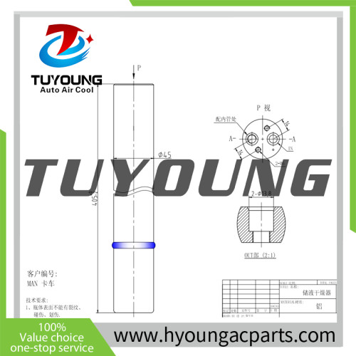 Auto ac Receiver Driers fit Man truck; size: 405*45mm