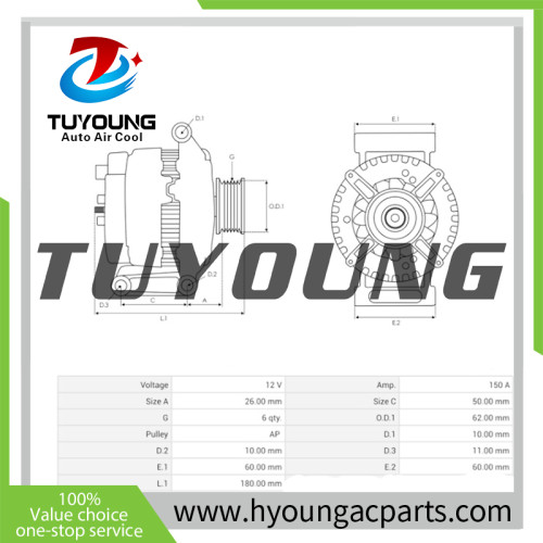 Alternator Generator 12V 15225928 8152259280 8498 8498N 90-01-4546 90-01-4546N A-1761 ALD5928 UD16885A