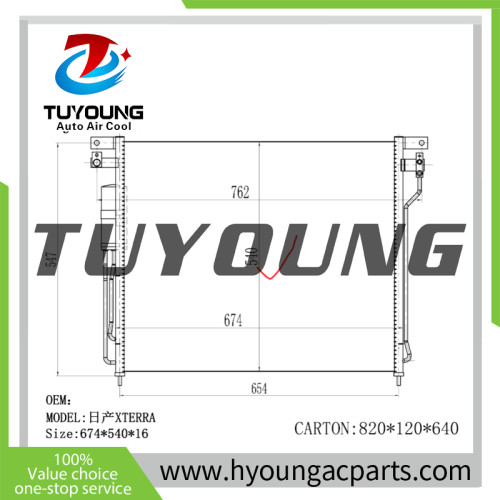 TUYOUNG China auto air conditioning Condenser NISSAN NAVARA D40 92100EB70A 92100-EB70A 92100 EB70A HY-CN318