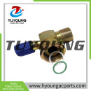 Auto air conditioning fitting; 13 mm Charging Port (R134); #10 Male Insert Orin; 1"-14 york rotolock