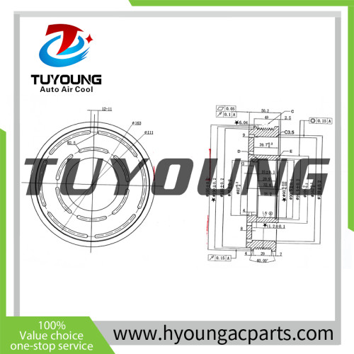 Auto AC Compressor clutch TM65 8pk 24v 195mm