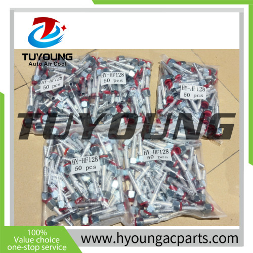 China supplier auto ac pipe fittings,  180° with charging valve fitting in #6, #8, #10, #12