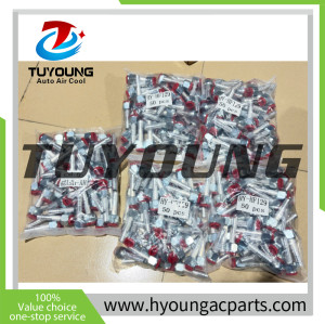 China supplier auto ac pipe fittings,  180° with charging valve fitting in #6, #8, #10, #12