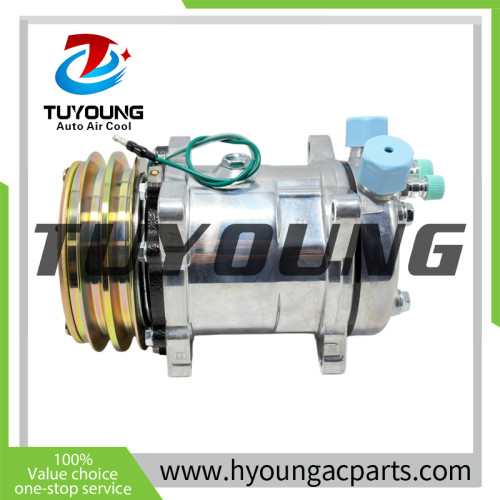 Heli forklifts R134A refrigerant  and adapter fittings on it Sanden 5H14 508 Auto AC Compressor Heavy Truck 2pk 24v 152mm; port 17.98mm; 15.28mm