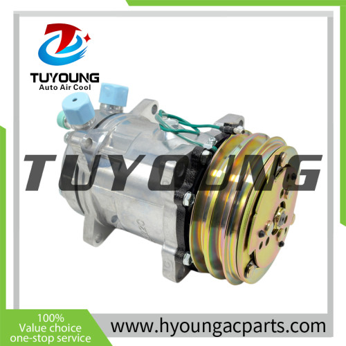 Heli forklifts R134A refrigerant  and adapter fittings on it Sanden 5H14 508 Auto AC Compressor Heavy Truck 2pk 24v 152mm; port 17.98mm; 15.28mm