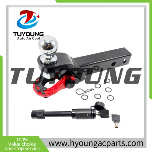 Hot-selling, low-priced 4x4 off-road aluminum trailer hitch receiver shackle with D-ring and locking pin (includes two keys).