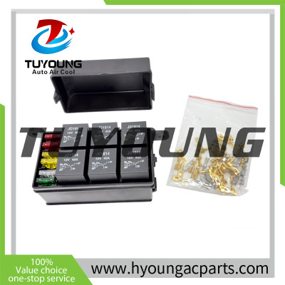 DaierTek 12V Relay Box — 6-Slot Relay and ATC/ATO Fuse Holder Kit (Universal Relays Included), Suitable for Trucks and Boats
