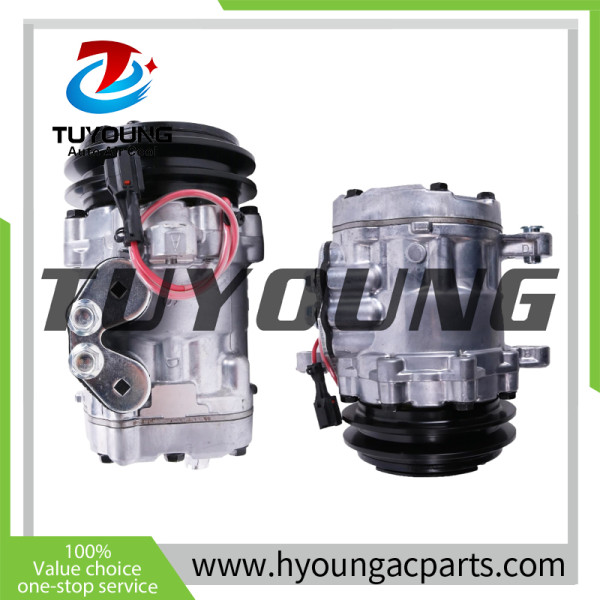 SD7B10 FYD00007143 Cab A/C Compressor fit John Deere Excavators: 30, 35G, 50P. John Deere Compactors: PC4, PC7. Hitachi Excavators: ZAXIS30U-5N.