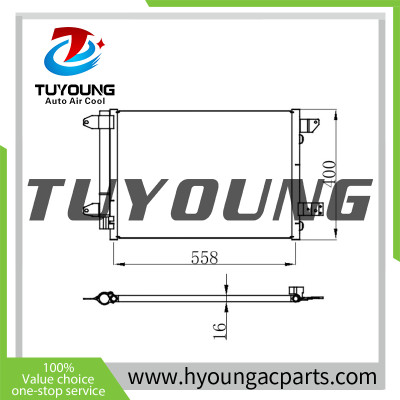 air conditioning condenser fit Volkswagen LAVIDA 1.6L 2008-2012, VW LAVIDA 1.4 TSI 2010-2012, 180820411 size: 558*400*16 mm