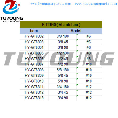 auto air conditioning fitting Aluminium #6 #8 #10 #12