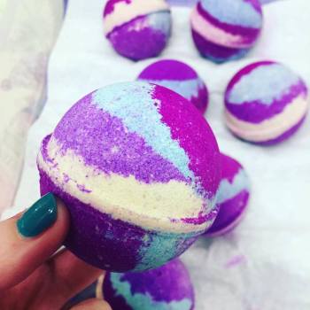 Natural ingredients flowers and salt hand made cute bath bomb.