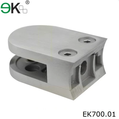 stainless steel curved back D glass railing clamp
