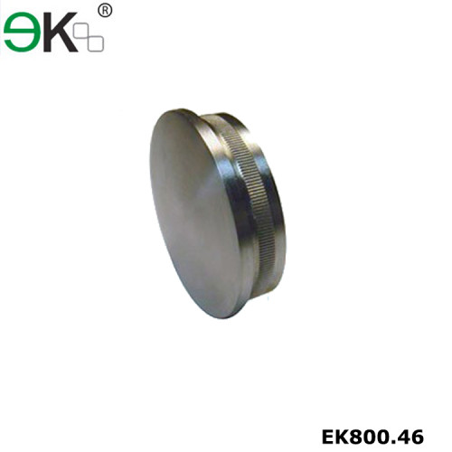 Stainless steel handrail flat round tube knurled end cap
