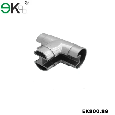Stainless steel glass handrail tee flush fitting slot tube connector