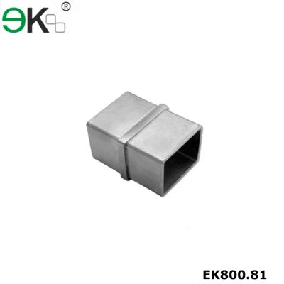 Stainless steel handrail in line square tube connector