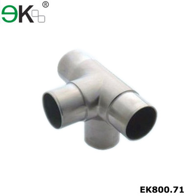 Stainless steel handrail fitting side outlet elbow four way tube connector