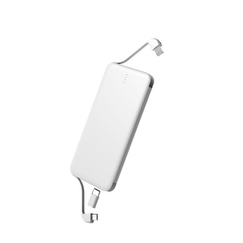 5000mah Thin Power Bank with Cable 2-in-1 charger Iphone and Andorid, Type-C