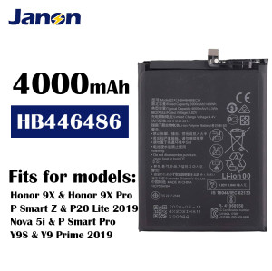 Factory 4000mAh HB446486ECW Battery for Huawei Honor 9X Battery Y9 Prime 2019 Battery