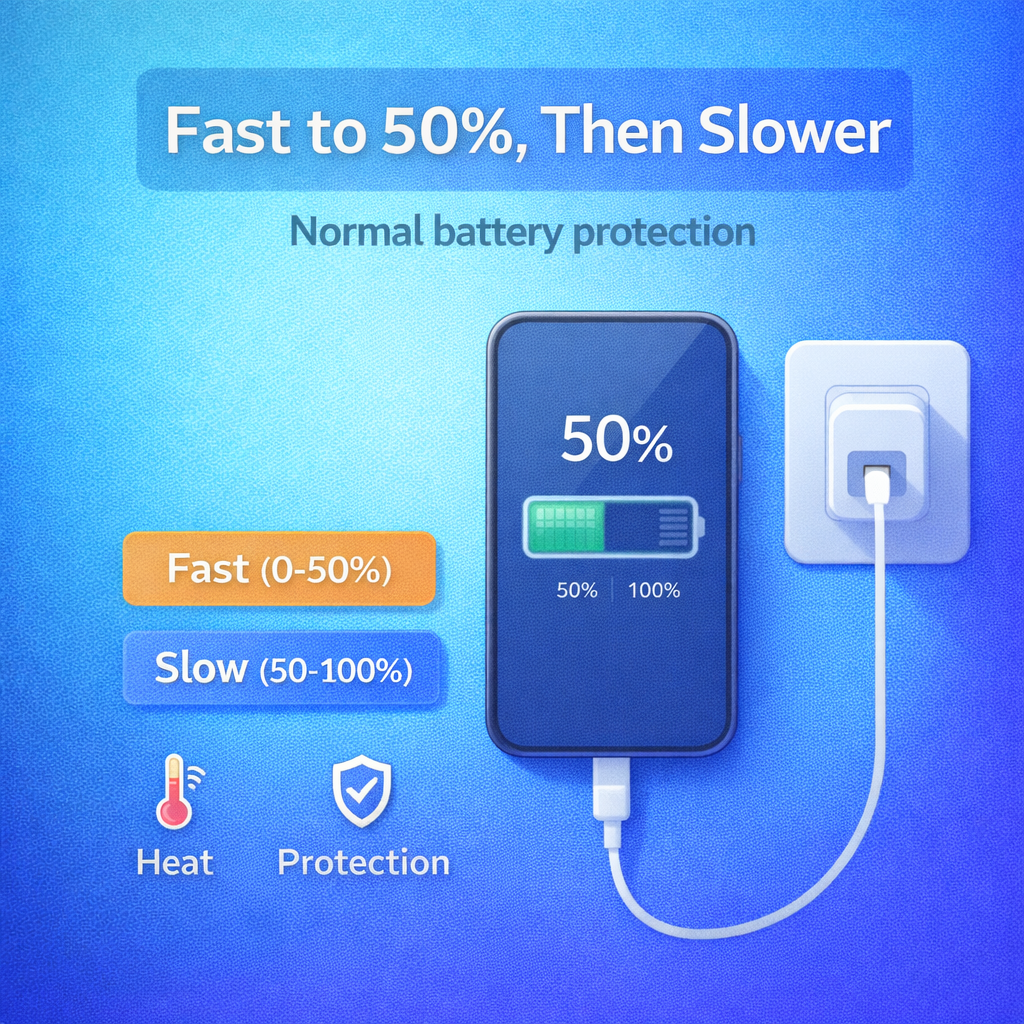 Why Your Phone Charges Fast to 50% Then Slows Down