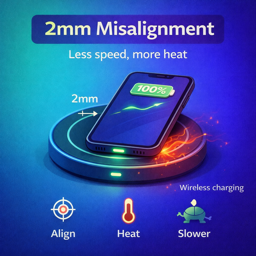 Wireless Charging Misalignment: How a 2mm Shift Cuts Speed