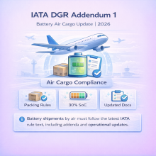 IATA Issues 67th Edition Addendum for Dangerous Goods Regulations Affecting Battery Shipments