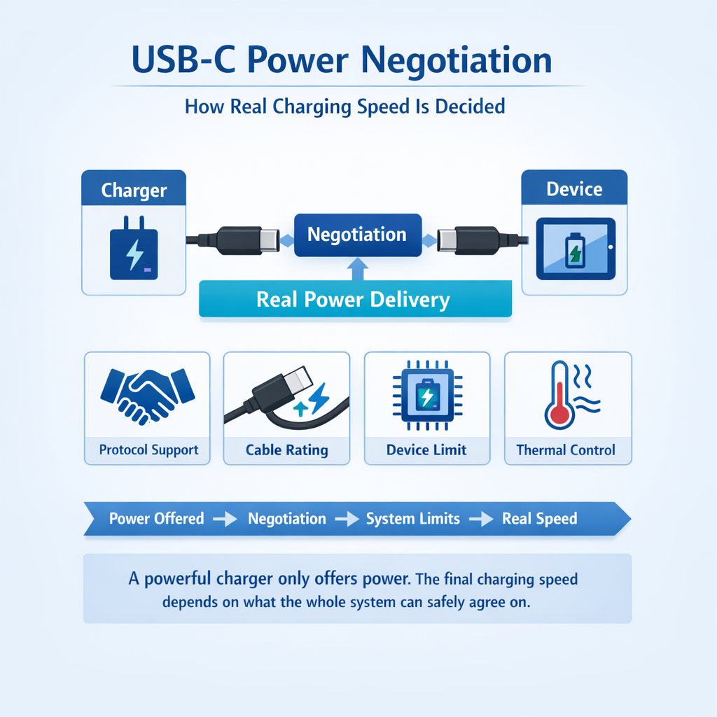How USB-C Charging Negotiation Decides Real Power Delivery