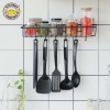 Wall mounted kitchen iron wire rectangle storage basket with hooks