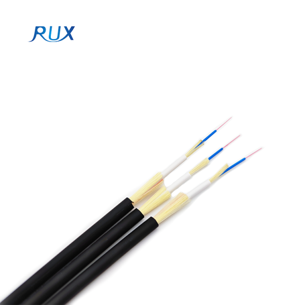 Cable de fibra óptica redondo del cable de descenso del hilado de Aramid del amortiguador apretado de la chaqueta FTTH doble