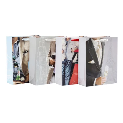 Bolsos de regalo de papel blanco de alta calidad para HOMBRES con surtido en Embalaje de Tongle