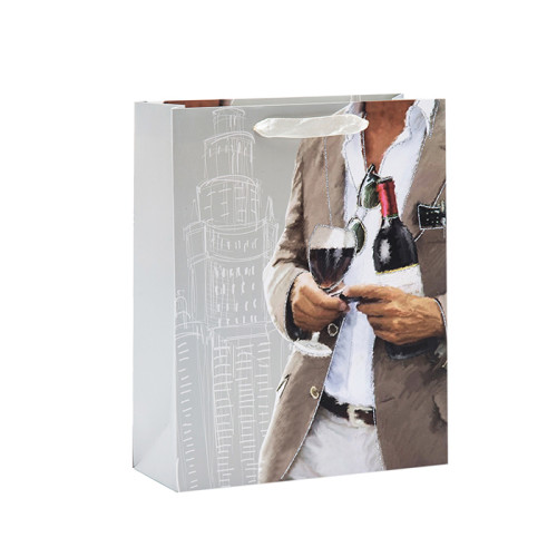 Hochwertige Geschenkpapierbeutel aus weißem Karton für Männer mit Sortiment in Tongle Verpackung